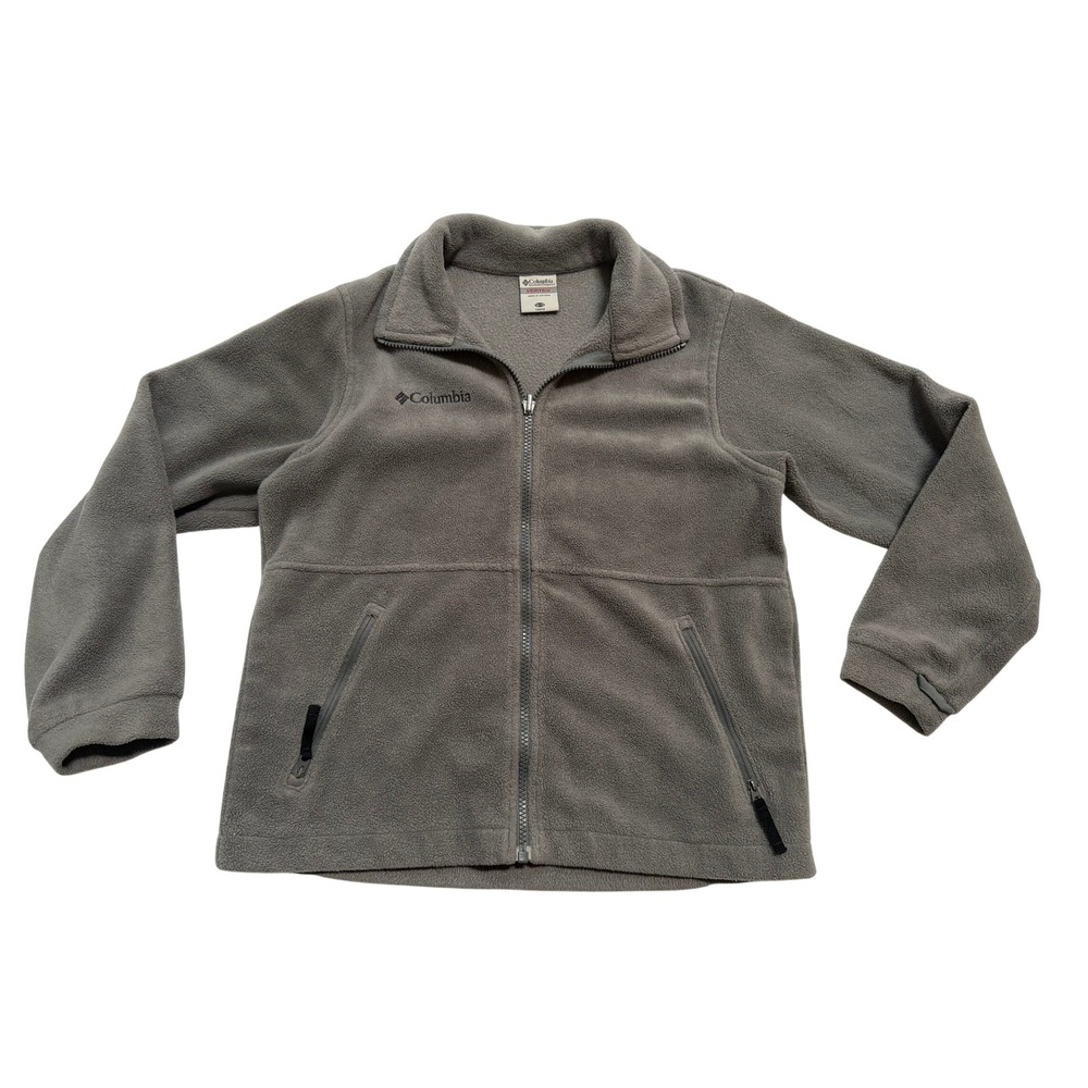 Columbia Fleece Jacket Kids 10/12 Gray Excellent Vertex Full Zip Mock Neck